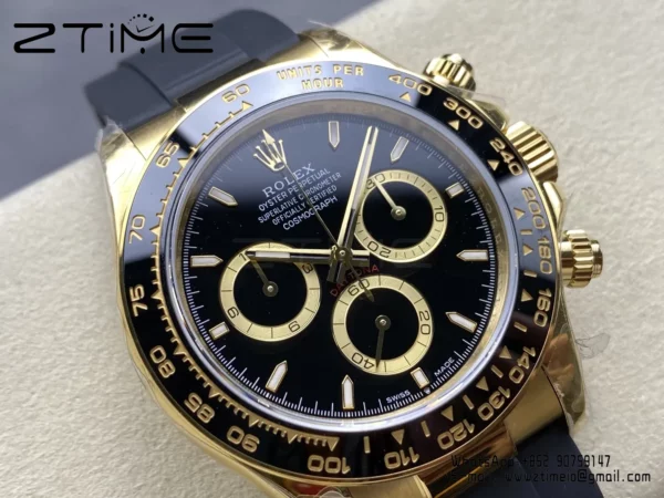 Rolex Daytona 126518 QF 1:1 Best Edition Black Dial on Oysterflex Strap SH4131 V11 (Weighted) - Super Clone Watch | 1:1 Best Version
