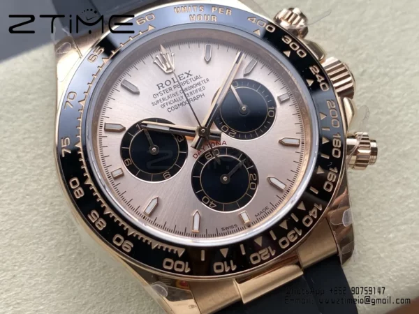 Rolex Daytona 126515 QF 1:1 Best Edition RG/Black Dial on Oysterflex Strap SH4131 V11 (Weighted) - Super Clone Watch | 1:1 Best Version
