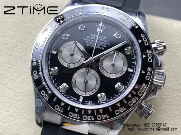 Rolex Daytona 126519 QF 1:1 Best Edition Black/Silver Diamonds Dial  SH4131 V11 (Weighted) - Super Clone Watch | 1:1 Best Version