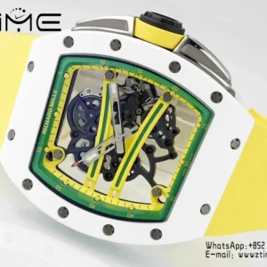 Richard Mille RM061 RM61-01 White Ceramic ZF 1:1 Best Edition on Green Rubber Strap RMUL2 - Super Clone Watch | 1:1 Best Version