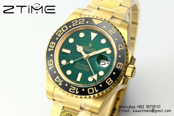 Rolex GMT Master II 116718 YG Gold Factory 1:1 Best Edition Green Dial V3 (Weighted) - Super Clone Watch | 1:1 Best Version