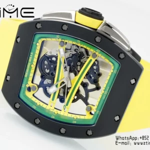 Richard Mille RM061 RM61-01 Black Ceramic ZF 1:1 Best Edition on Yellow Rubber Strap - Super Clone Watch | 1:1 Best Version