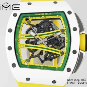 Richard Mille RM061 RM61-01 White Ceramic ZF 1:1 Best Edition on Green Rubber Strap RMUL2 - Super Clone Watch | 1:1 Best Version