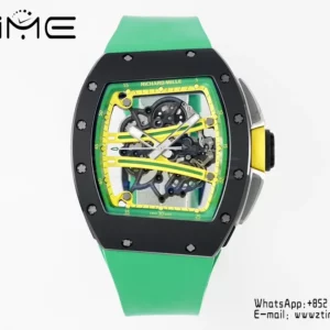 Richard Mille RM061 RM61-01 Black Ceramic ZF 1:1 Best Edition on Green Rubber Strap - Super Clone Watch | 1:1 Best Version