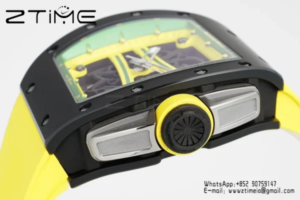 Richard Mille RM061 RM61-01 Black Ceramic ZF 1:1 Best Edition on Yellow Rubber Strap - Super Clone Watch | 1:1 Best Version