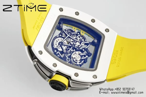Richard Mille RM061 RM61-01 White Ceramic ZF 1:1 Best Edition on Green Rubber Strap RMUL2 - Super Clone Watch | 1:1 Best Version