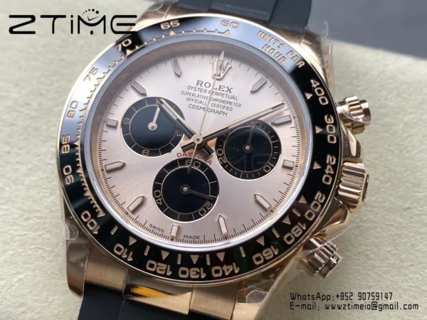 Rolex Daytona 126515 QF 1:1 Best Edition RG/Black Dial on Oysterflex Strap SH4131 V11 (Weighted) - Super Clone Watch | 1:1 Best Version
