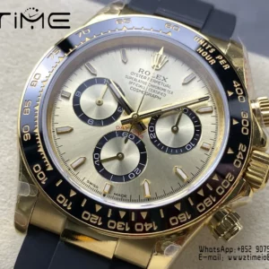 Rolex Daytona 126518 QF 1:1 Best Edition YG/Black Dial on Rubbsr Strap SH4131 V11 (Weighted) - Super Clone Watch | 1:1 Best Version