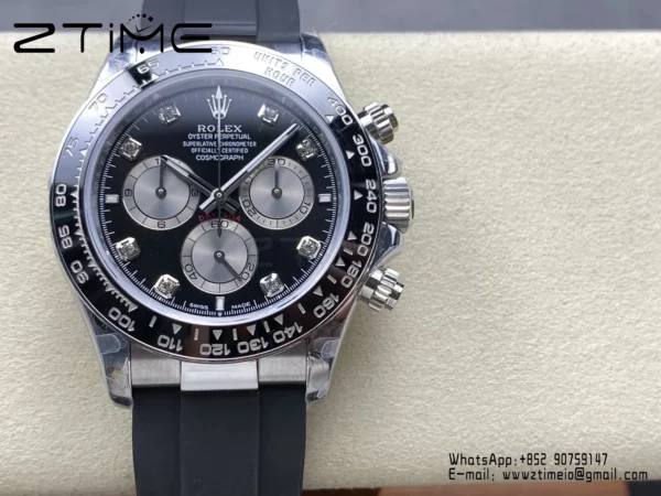 Rolex Daytona 126519 QF 1:1 Best Edition Black/Silver Diamonds Dial  SH4131 V11 (Weighted) - Super Clone Watch | 1:1 Best Version