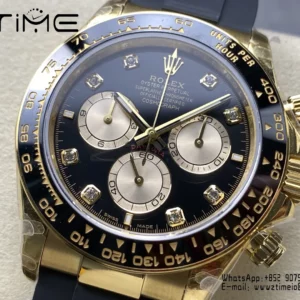 Rolex Daytona 126518 QF 1:1 Best Edition Black/YG Diamonds Dial SH4131 V11 (Weighted) - Super Clone Watch | 1:1 Best Version
