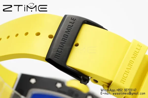 Richard Mille RM061 RM61-01 Black Ceramic ZF 1:1 Best Edition on Yellow Rubber Strap - Super Clone Watch | 1:1 Best Version