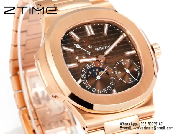 Patek Philippe Nautilus 5712R RG OMEF 1:1 Best Edition Brown Dial on RG Bracelet A240 Super Clone - Super Clone Watch | 1:1 Best Version