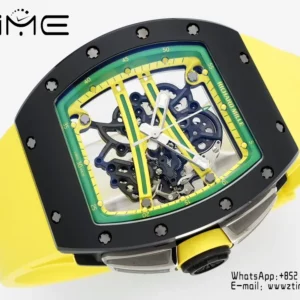 Richard Mille RM061 RM61-01 Black Ceramic ZF 1:1 Best Edition on Yellow Rubber Strap - Super Clone Watch | 1:1 Best Version