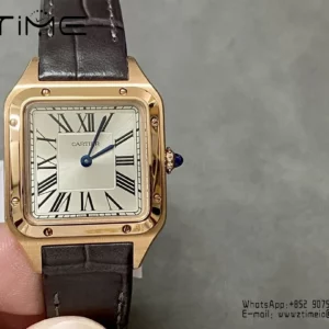 Cartier Santos Dumont WSSA0022 Small F1 Factory 1:1 Best Edition white Dial on Gray Leather Strap Quartz - Super Clone Watch | 1:1 Best Version