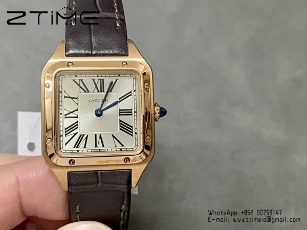 Cartier Santos Dumont WSSA0022 Small F1 Factory 1:1 Best Edition white Dial on Gray Leather Strap Quartz - Super Clone Watch | 1:1 Best Version