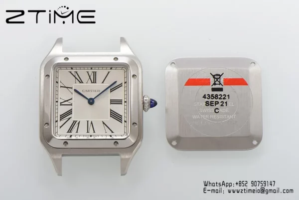Cartier Santos Dumont WSSA0023 Small F1 Factory 1:1 Best Edition white Dial on Blue Leather Strap Quartz - Super Clone Watch | 1:1 Best Version