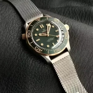 OMEGA  Seamaster 300M Diver Titanium/Bronze VSF 1:1 Best Edition Green Dial on Titanium Mesh Bracelet A8806 - Super Clone Watch | 1:1 Best Version