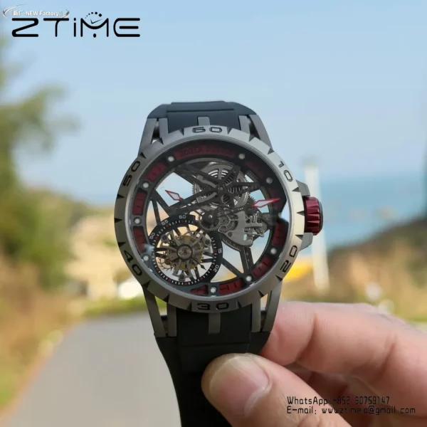 Roger Dubuis EXCALIBUR RDDBEX0454 45mm New Factory 1:1 Best Edition Skeleton Dial on Titanium - Super Clone Watch | 1:1 Best Version
