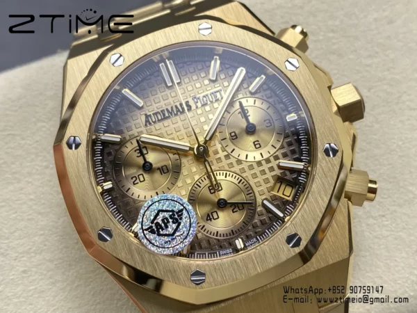 Royal Oak Chrono 26240BA YG APSF 1:1 Best Edition Yellow Dial on YG Bracelet SA4401 Super Clone - Super Clone Watch | 1:1 Best Version