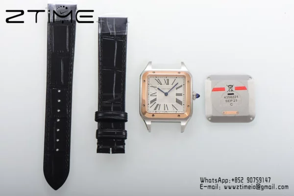 Cartier Santos Dumont W2SA0012 Small F1 Factory 1:1 Best Edition white Dial on Black Leather Strap Quartz - Super Clone Watch | 1:1 Best Version