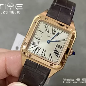 Cartier Santos Dumont WSSA0022 Small F1 Factory 1:1 Best Edition white Dial on Gray Leather Strap Quartz - Super Clone Watch | 1:1 Best Version