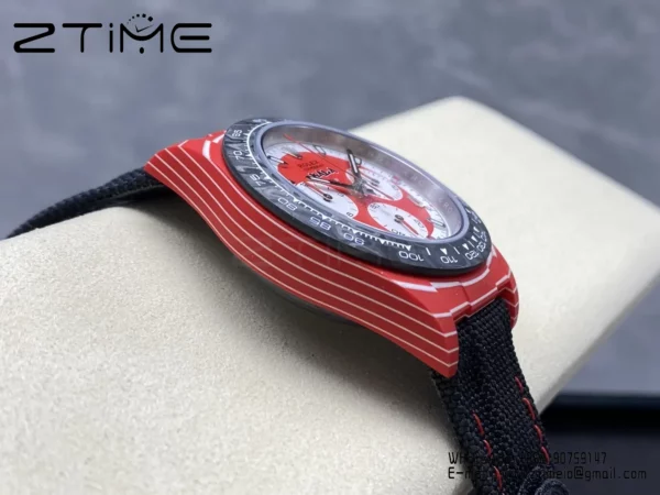 Rolex Daytona DiW x KAKHA KALADZE Red Carbon DIWF 1:1 Best Edition Blue Dial on Orange Nylon Strap - Super Clone Watch | 1:1 Best Version