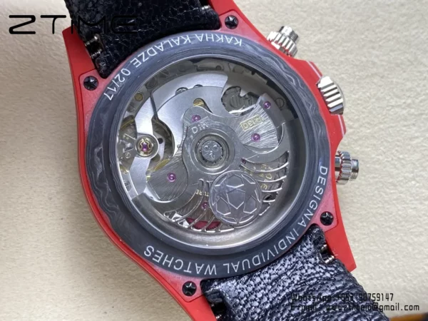Rolex Daytona DiW x KAKHA KALADZE Red Carbon DIWF 1:1 Best Edition Blue Dial on Orange Nylon Strap - Super Clone Watch | 1:1 Best Version