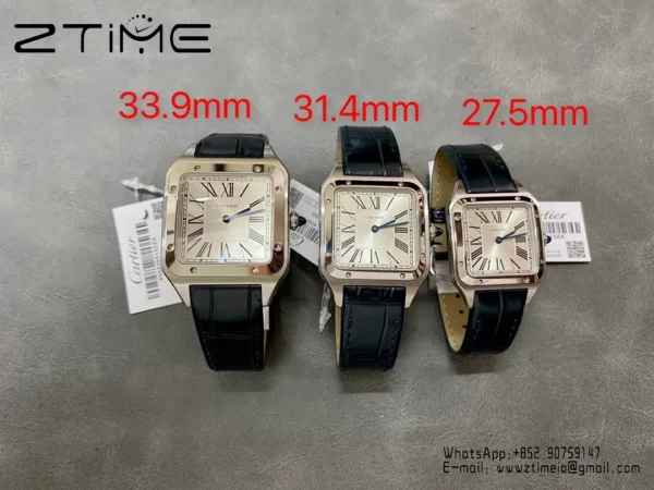 Cartier Santos Dumont WSSA0023 Small F1 Factory 1:1 Best Edition white Dial on Blue Leather Strap Quartz - Super Clone Watch | 1:1 Best Version