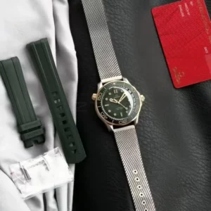 OMEGA  Seamaster 300M Diver Titanium/Bronze VSF 1:1 Best Edition Green Dial on Titanium Mesh Bracelet A8806 - Super Clone Watch | 1:1 Best Version