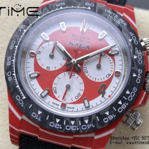 Rolex Daytona DiW x KAKHA KALADZE Red Carbon DIWF 1:1 Best Edition Blue Dial on Orange Nylon Strap - Super Clone Watch | 1:1 Best Version