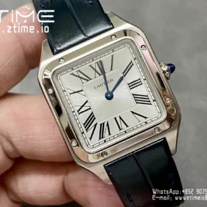 Cartier Santos Dumont WSSA0023 Small F1 Factory 1:1 Best Edition white Dial on Blue Leather Strap Quartz - Super Clone Watch | 1:1 Best Version