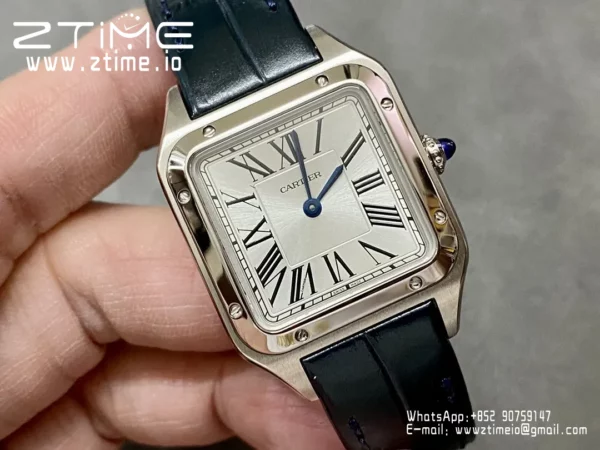 Cartier Santos Dumont WSSA0023 Small F1 Factory 1:1 Best Edition white Dial on Blue Leather Strap Quartz - Super Clone Watch | 1:1 Best Version