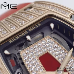 Richard Mille RM07 RM07-01 RG Ladies  ZF 1:1 Best Edition Red Diamonds  Dial on Red Rubber Strap - Super Clone Watch | 1:1 Best Version