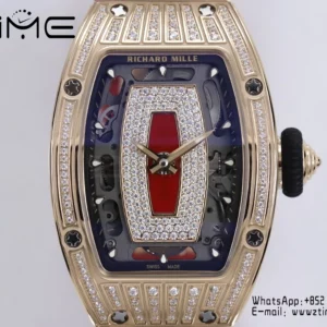 Richard Mille RM07 RM07-01 RG Ladies  ZF 1:1 Best Edition Red Diamonds  Dial on Red Rubber Strap - Super Clone Watch | 1:1 Best Version