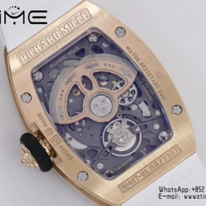 Richard Mille RM07 RM07-01 RG Ladies  ZF 1:1 Best Edition Red Diamonds  Dial on White Rubber Strap - Super Clone Watch | 1:1 Best Version