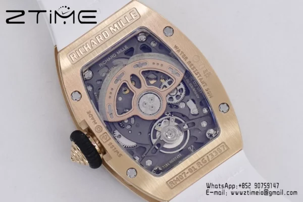 Richard Mille RM07 RM07-01 RG Ladies  ZF 1:1 Best Edition Red Diamonds  Dial on White Rubber Strap - Super Clone Watch | 1:1 Best Version