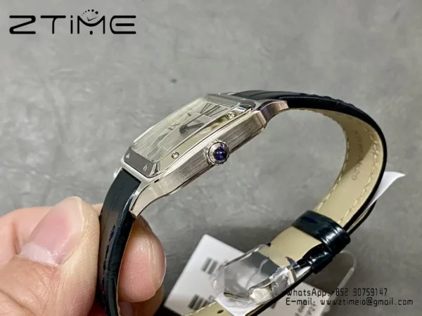Cartier Santos Dumont WSSA0023 Small F1 Factory 1:1 Best Edition white Dial on Blue Leather Strap Quartz - Super Clone Watch | 1:1 Best Version