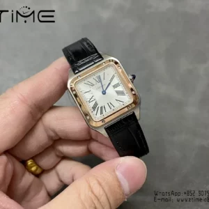 Cartier Santos Dumont W2SA0012 Small F1 Factory 1:1 Best Edition white Dial on Black Leather Strap Quartz - Super Clone Watch | 1:1 Best Version