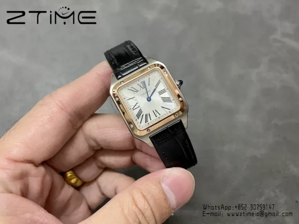 Cartier Santos Dumont W2SA0012 Small F1 Factory 1:1 Best Edition white Dial on Black Leather Strap Quartz - Super Clone Watch | 1:1 Best Version