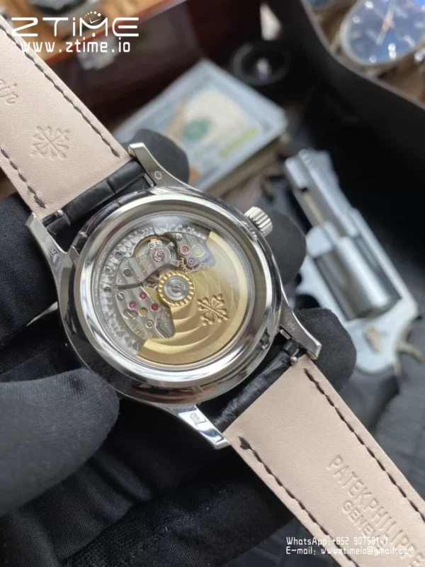 Patek Philippe Annual Calendar 5205G-010  40mm SS GRF 1:1 Best Edition Grey Dial on Black Leather Strap A324 V2 - Super Clone Watch | 1:1 Best Version