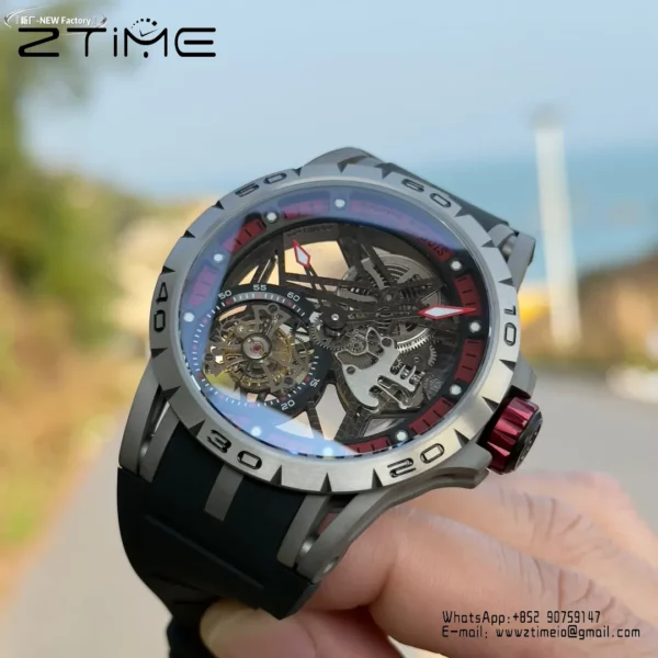 Roger Dubuis EXCALIBUR RDDBEX0454 45mm New Factory 1:1 Best Edition Skeleton Dial on Titanium - Super Clone Watch | 1:1 Best Version