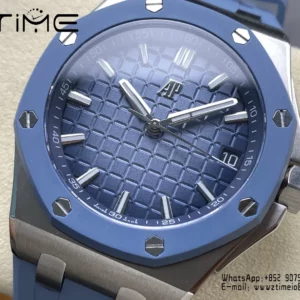 AP Royal Oak Offshore 15605 SS APPF Best Edition Blue Dial on Blue Rubber Strap A4302 - Super Clone Watch | 1:1 Best Version