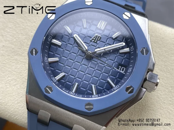 AP Royal Oak Offshore 15605 SS APPF Best Edition Blue Dial on Blue Rubber Strap A4302 - Super Clone Watch | 1:1 Best Version