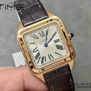 Cartier Santos Dumont WSSA0022 Small F1 Factory 1:1 Best Edition white Dial on Gray Leather Strap Quartz - Super Clone Watch | 1:1 Best Version