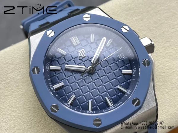 AP Royal Oak Offshore 15605 SS APPF Best Edition Blue Dial on Blue Rubber Strap A4302 - Super Clone Watch | 1:1 Best Version