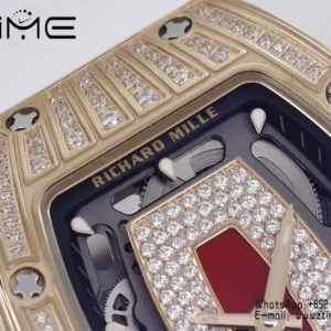 Richard Mille RM07 RM07-01 RG Ladies  ZF 1:1 Best Edition Red Diamonds  Dial on White Rubber Strap - Super Clone Watch | 1:1 Best Version