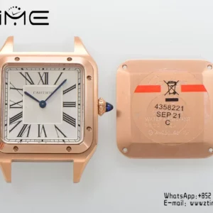Cartier Santos Dumont WSSA0022 Small F1 Factory 1:1 Best Edition white Dial on Gray Leather Strap Quartz - Super Clone Watch | 1:1 Best Version