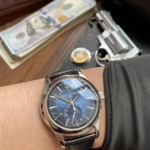 Patek Philippe Annual Calendar 5205G-010  40mm SS GRF 1:1 Best Edition Blue Dial on Black Leather Strap A324 V2 - Super Clone Watch | 1:1 Best Version