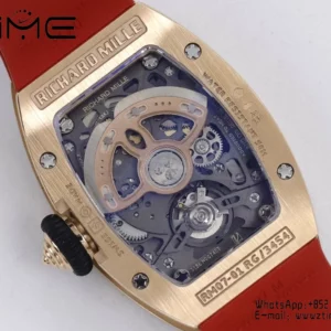 Richard Mille RM07 RM07-01 RG Ladies  ZF 1:1 Best Edition Red Diamonds  Dial on Red Rubber Strap - Super Clone Watch | 1:1 Best Version