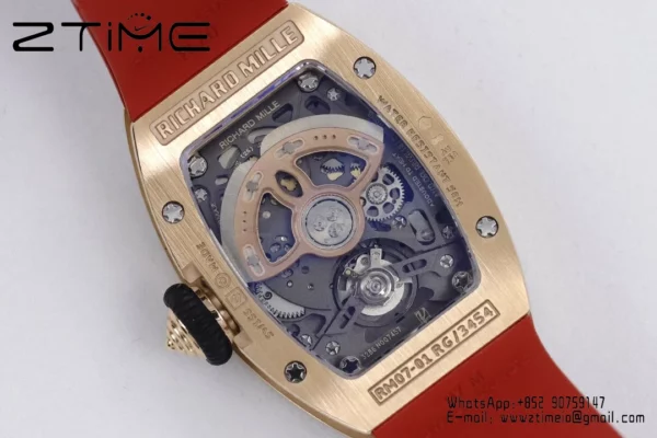 Richard Mille RM07 RM07-01 RG Ladies  ZF 1:1 Best Edition Red Diamonds  Dial on Red Rubber Strap - Super Clone Watch | 1:1 Best Version